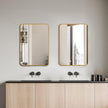 24x32 Inch Gold Metal Framed Rectangular Bathrrom Mirror For Wall.