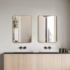 24x32 Inch Gold Metal Framed Rectangular Bathrrom Mirror For Wall.