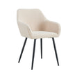 Leisure Modern Living Dining Room Accent Arm Chairs Club Guest With Strong Black Metal Legs, Set Of 2, TEDDY Fabric Beige