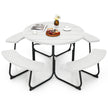 8-Person Outdoor Picnic Table And Bench Set With Umbrella Hole