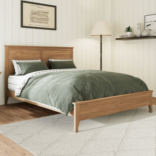 Modern Solid Wood Queen Size Platform Bed With Sturdy Wooden Slats Support,No Box Spring Needed, Seadrift