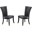 Black Faux Leather Upholstered Lines Back Set Of 2pc Chairs Dining Room Wide Flair Back Chair