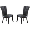 Black Faux Leather Upholstered Lines Back Set Of 2pc Chairs Dining Room Wide Flair Back Chair