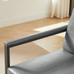 PVC Artificial Leather Armchair, Retro Leisure Accent Chair With Extra Soft Padded Cushion, Metal Armrests, Modern Reading Arm Chair With Black Metal Frame For Living RoomOfficeBedroomStudy, Gray