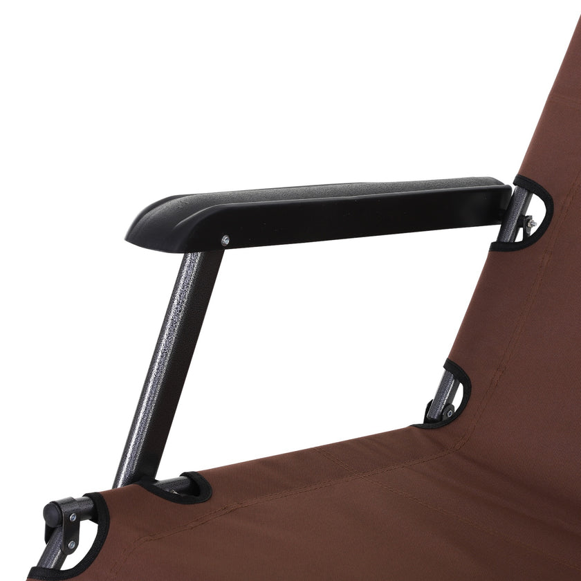 Lounging Relaxation  Folding Lounger With Metal Frame, Adjustable Footrest  Head Pillow