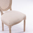 French Style Solid Wood Antique Linen & Rattan Dining Chair, Set Of 2, Cream