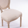 French Style Solid Wood Antique Linen & Rattan Dining Chair, Set Of 2, Cream