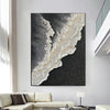 3D Texture Sea Wave Scenery Abstract Landscape Design Oil Painting Black And White Wall Art Picture Hand-Painted Canvas Hot Selling For Living Room Decor