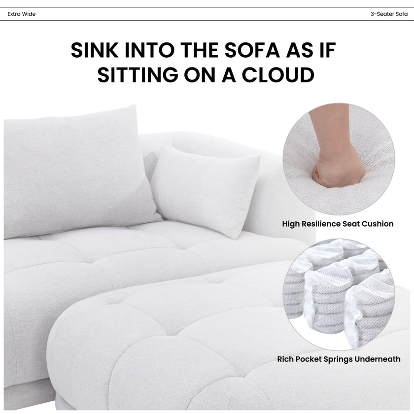 144  Sectional Couch Sofa With Ottoman,Soft Sofa Set With Ottoman For Home- Beige, Part Of Corner