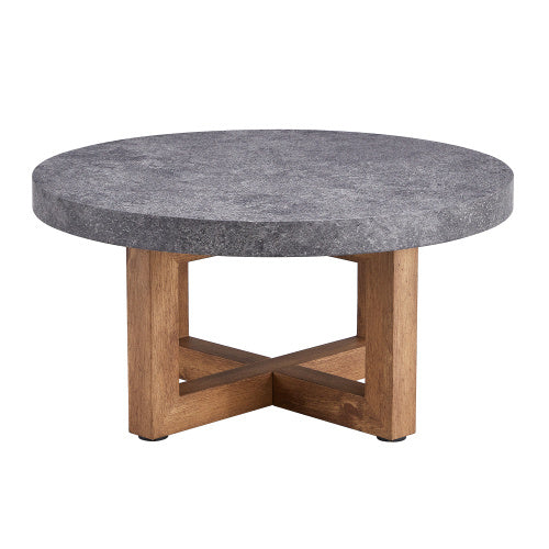 Modern Gray Texture MDF Round Coffee Table - 31.4 Diameter.A Modern Retro Circular Coffee Table With A Diameter Of 31.4 Inches, Made Of MDF Material, Suitable For Living Rooms