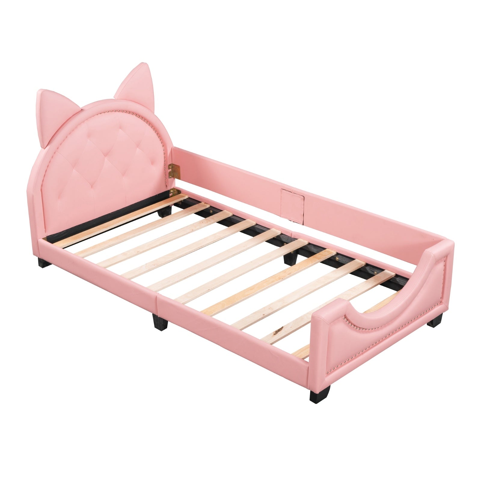 Twin Size Upholstered Daybed With Carton Ears Shaped Headboard
