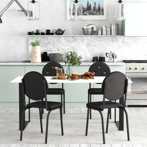 4-piece Bar Stools Faux Leather Dining Chairs With Waterproof Surface And Metal Legs