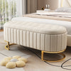 Elegant Fabric Velvet Storage Footstool
