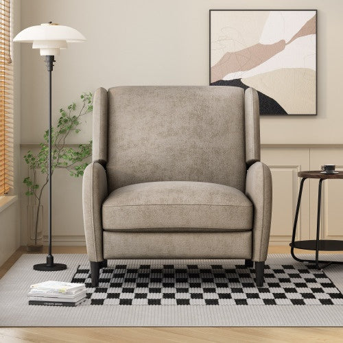Oversized Textured Fabric Pushback Recliner Dark Beige And Dark Brown