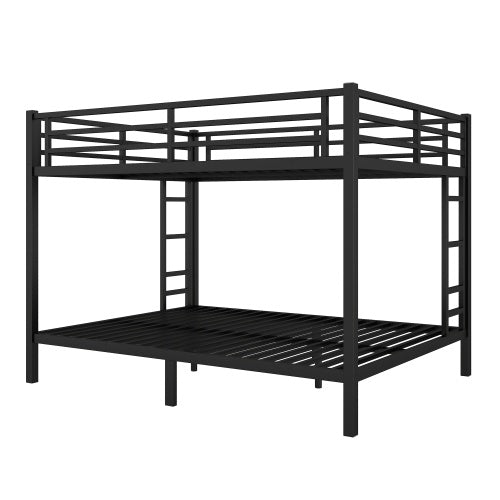 Metal Queen Over Queen Bunk Bed For Teens And Adults,Space Saving Noise Reduced No Box Spring Needed, Black