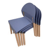 4-Pack Grey Blue Chairs  Red Oak Wood Legs & PP Seat, Indoor Dining & Living Room Furniture Set