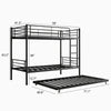 Twin Bunk Bed With Trundle Metal Bunkbeds With Ladder And Full-Length Guardrail, Noise Free, No Box Spring Needed, Black