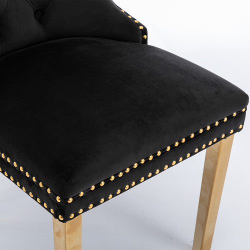 High-end Tufted Solid Wood Contemporary Velvet Upholstered Dining Chair With Golden Stainless Steel Plating Legs