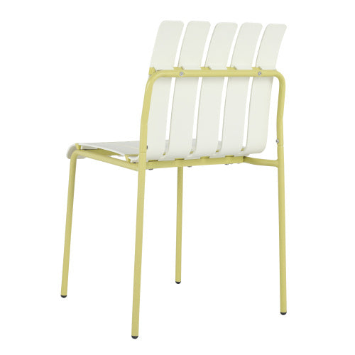 4-Pack Modern Striped Color Block Chairs - Waterproof PP Seat  Sturdy Metal Legs, Indoor Outdoor Dining Set For Patio, Balcony,