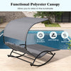 Outdoor Dual Rocker Sunbed 2-Person Canopied Patio Lounger With Detachable Headrests