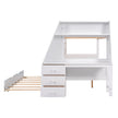 Twin Full Bunk Bed W  Trundle, Desk, 3 Drawers   Shelf - White