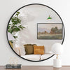 32 Inch Black Metal Framed Round Bathrrom Mirror For Wall.