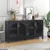TREXM Sideboard With Rattan Door & Metal Handles For Living Room