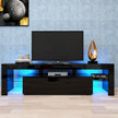 Modern Black TV Stand, 20 Colors LED TV Stand W Remote Control Lights