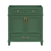 30'' Bathroom Vanity Without Top,Solid Wood Frame Bathroom Storage Cabinet With Soft Closing Doors,Frame Bathroom Storage Cabinet Only, Retro Style, Green