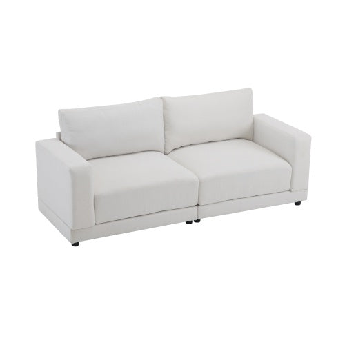 81 Modern Square Arm Sofa With Soft Velvet Upholstery, Deep Cushions, And Sturdy Legs In Navy Blue For Living Room Or Bedroom