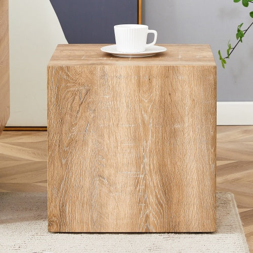 Elevate Your Living Space With This Square Modern MDF Coffee Table That Showcases Smooth, Light Wood Color Texture Patterns. It Is Characterized By Stylish Design.15.7x15.7x15.7