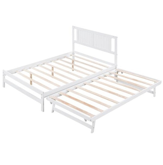 Full-size Platform Bed With Adjustable Rollers, White