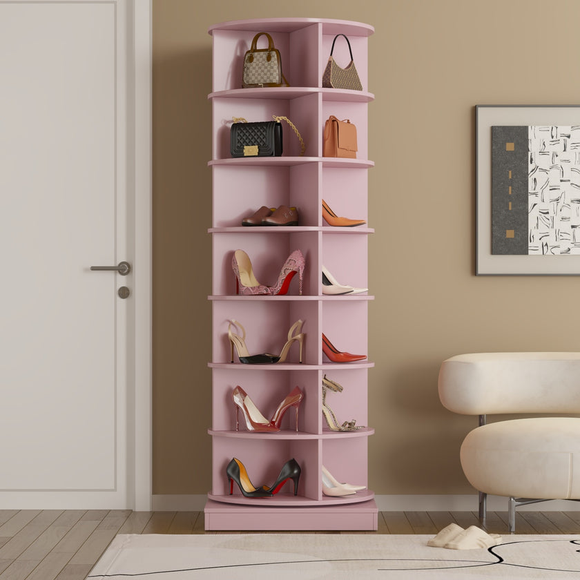 New 360 Rotating Shoe Cabinet With 7 Layers Can Accommodate Up To 28 Paris Shoes