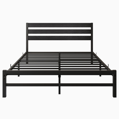 Queen Size Platform Bed Frame With Wooden Headboard, Under Bed Storage, Non-Slip, Noise Free, Easy Assembly, Black