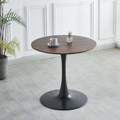 31.5 BLACK AND WALNUT Tulip Table Mid-century Dining Table For 2-4 People With Round Mdf Table Top, Pedestal Dining Table, End Table Leisure Coffee Table