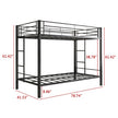 Metal Bunk Bed Twin Over Twin, Heavy Duty Twin Bunk Beds With Shelf And Slatted Support No Box Spring Needed Black