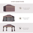 10x13 Aluminum Gazebo Patio Canopy  Outdoor Shelter With Double Roof, Netting & Curtains