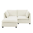 Comfy Cloud Couch Loveseat With Ottoman, Modern Chenille Love Seat Upholstered Modular Couch Sleeper For Living Room, Apartment, Studio, Office Beige White