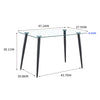 Glass Dinning Table 120 70 ,black Metal Leg , Dinning Table For 4 Seats Office Table Computer Desk