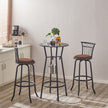 3 Bar Table And Chairs Set For Dining Room Industrial Counter Height Bar Chairs With Metal Back, Fabric Seat