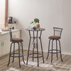 3 Bar Table And Chairs Set For Dining Room Industrial Counter Height Bar Chairs With Metal Back, Fabric Seat