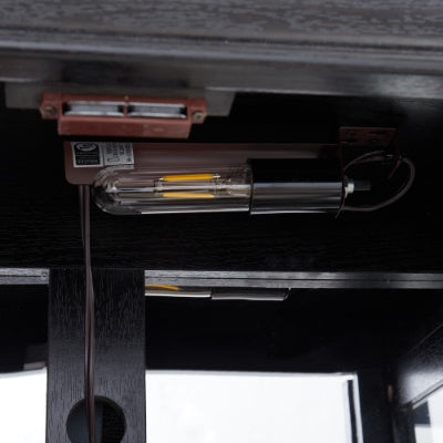 Lighted Glass Curio Display Cabinet,Display Cabinet,Glass Storage Cabinet Glass Wine Cabinet Wood Frame Toy Display For Living Room, Kitchen, Pantry Light Bulb Included Cherry