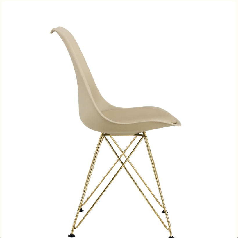 Modern Dining Chairs With Shell Leisure Plastic Seats And Golden Steel Legs
