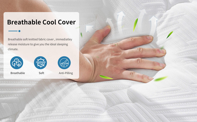 12 Inch Hybrid Mattress Individual Pocket Spring Memory Foam Knitted Cover CertiPUR-US White