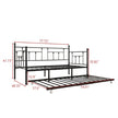 Twin Size Daybed Metal Frame With Trundle Set, Twin Day Bed Sofa, Daybed And Roll Sofa Bed For Guest Room, Bedroom, Living Room, Victorian Style, Black