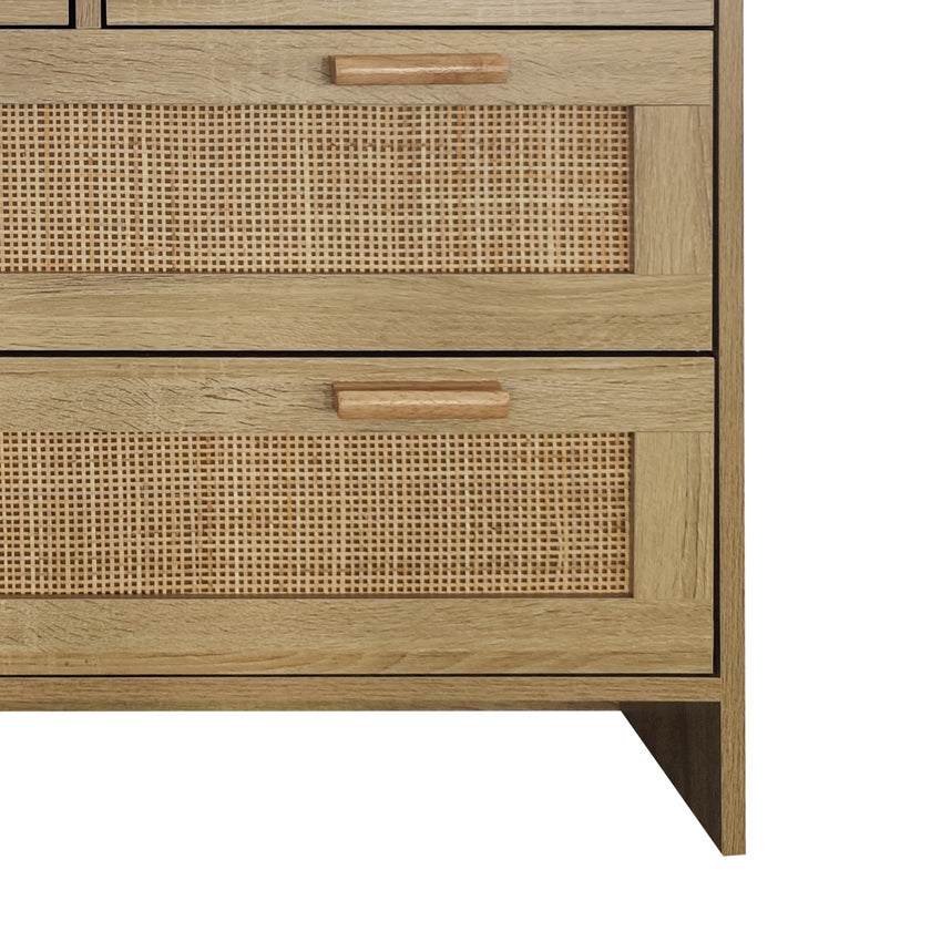 4 Drawers Rattan Cabinet For Bedroom, Living Room, Easy Assembly
