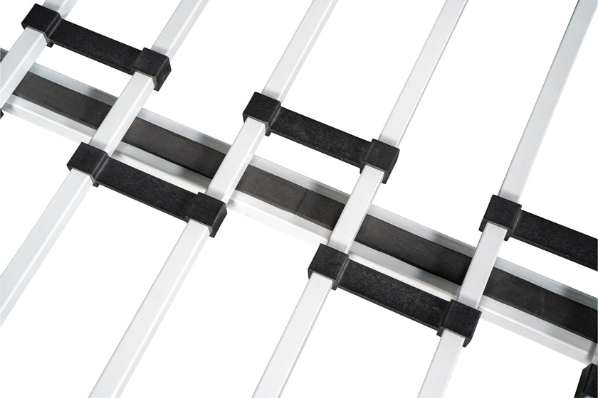 Metal Double Bunk Bed With Rollers Heavy Duty Sturdy Metal Noise Reduction Safety Barrier Wood Trim