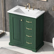 30 Bathroom Vanity With Sink, One Package, Green Bathroom Cabinet With Drawers, Solid Frame And MDF Board