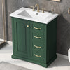 30 Bathroom Vanity With Sink, One Package, Green Bathroom Cabinet With Drawers, Solid Frame And MDF Board