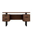 Home Office Computer Desk With Drawers Hanging Letter-size Files, 59 Inch Writing Study Table With Drawers